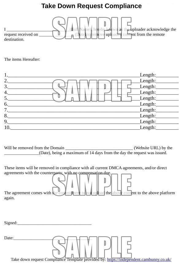 Take Down Request Compliance